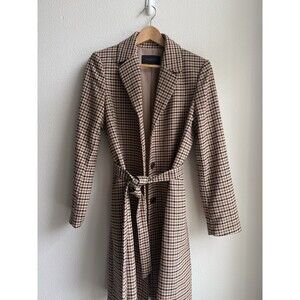 Anne Taylor Belted Trench Houndstooth Lightweight Old Money Classy Parisian